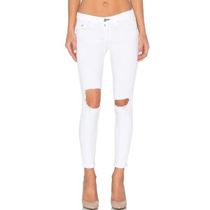 NWT! RAG & BONE Bright White Distressed Skinny Capri Jeans With Holes